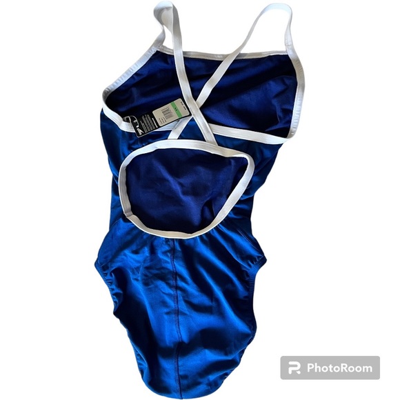 Speedo Women's Blue/white Swimsuit One Piece Endurance+ Flyback Block Adult. - Picture 5 of 7